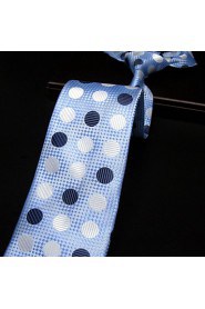 Men's Tie Laight Blue Dots Geometrical 100% Silk Business Dress Casual Long