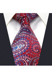 Men's Tie Red Paisley 100% Silk New Fashion Casual