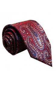 Men's Tie Red Paisley 100% Silk New Fashion Casual