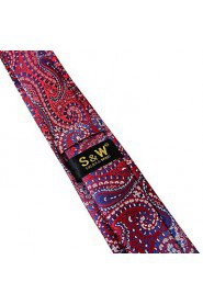 Men's Tie Red Paisley 100% Silk New Fashion Casual