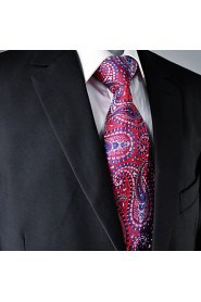 Men's Tie Red Paisley 100% Silk New Fashion Casual