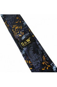 Men's Tie Floral Navy Blue 100% Silk New Fashion Casual