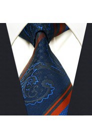 Men's Tie Navy Blue Stripes 100% Silk Business Dress Casual Long