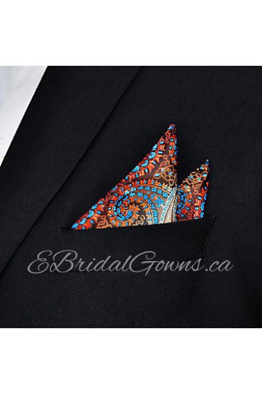 Men's Orange Paisley Hanky 100% Silk Business Pocket Square