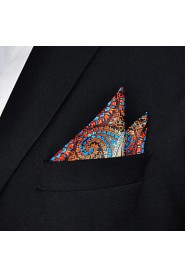 Men's Orange Paisley Hanky 100% Silk Business Pocket Square