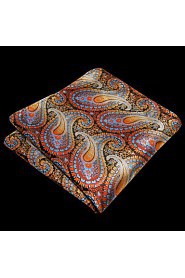 Men's Orange Paisley Hanky 100% Silk Business Pocket Square