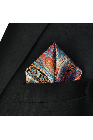 Men's Orange Paisley Hanky 100% Silk Business Pocket Square