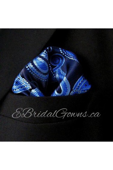 PH10 Paisley Blue Black Navy Pocket Square Mens Hankies Hanky