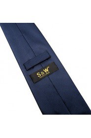 Men's Tie Navy Blue Dots Fashion 100% Silk Business