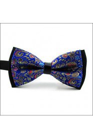 Men's Black Blue Floral Bow Tie Pre-tied Dress Wedding Blend Ajustable SilkBlend Wedding