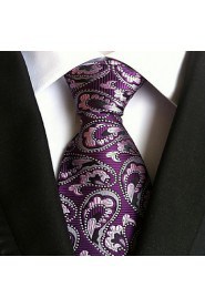 Men Wedding Cocktail Necktie At Work Purple White Flower Tie