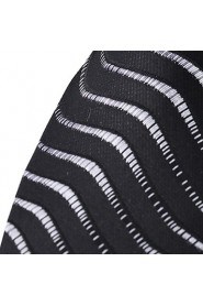 New Striped Black White Jacquard Woven Silk Men Tie Necktie