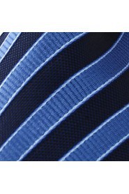 Blue Black Striped Classic Jacquard Woven Silk Men Necktie