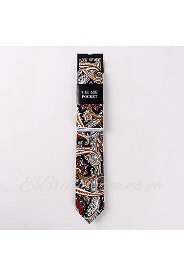 Fashion Men Casual Floral Skinny Necktie Kerchief Set(Width:6.5cm)