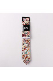 Fashion Men Casual Floral Skinny Necktie Kerchief Set(Width:6.5cm)