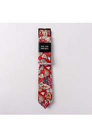 Fashion Men Casual Floral Skinny Necktie Kerchief Set(Width:6.5cm)