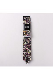 Fashion Men Casual Floral Skinny Necktie Kerchief Set(Width:6.5cm)