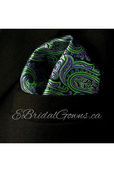 Paisley Green Purple Black Pocket Square Mens Hankies Hanky