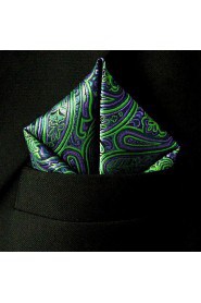 Paisley Green Purple Black Pocket Square Mens Hankies Hanky