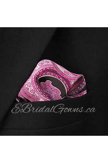 Paisley Pink Black Pocket Square Mens Hankies Hanky