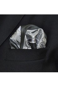 Mens Hanky Paisley Stripes Grey Silver Pocket Square Mens Hankies