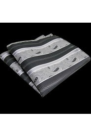 Mens Hanky Paisley Stripes Grey Silver Pocket Square Mens Hankies