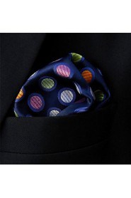 Men's Pocket SquareGeometrical Navy Blue 100% Silk Business Multicolor