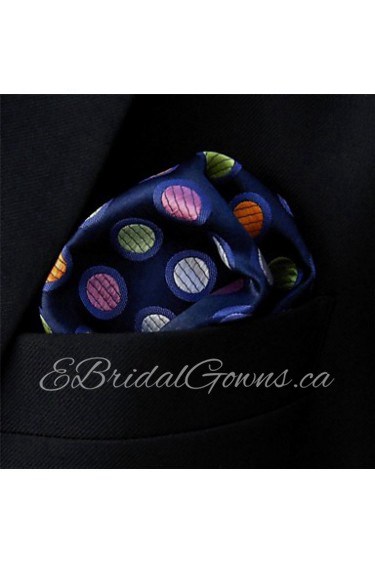 Men's Pocket SquareGeometrical Navy Blue 100% Silk Business Multicolor