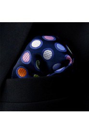 Men's Pocket SquareGeometrical Navy Blue 100% Silk Business Multicolor