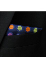 Men's Pocket SquareGeometrical Navy Blue 100% Silk Business Multicolor