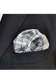 Men's Pocket Square Checked 100% Silk Wedding Business