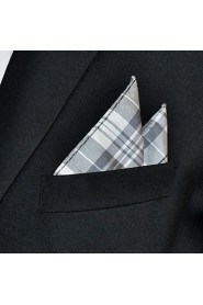 Men's Pocket Square Checked 100% Silk Wedding Business