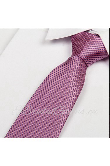 Pink Polyester Silk Arrow Jacquard Striped Men Tie Necktie