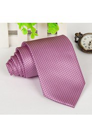 Pink Polyester Silk Arrow Jacquard Striped Men Tie Necktie