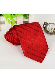 Red Striped Men Necktie Arrow Polyester Silk Adult Tie