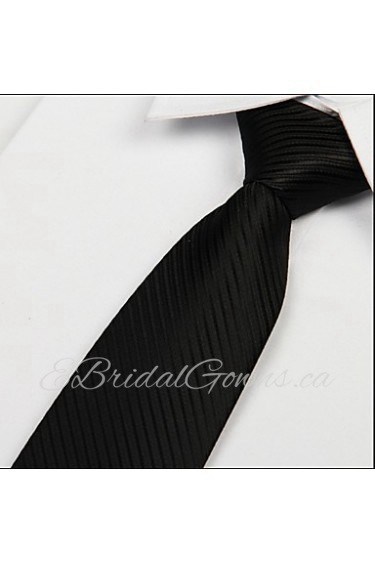 Black Jacquard Polyester Silk Men Adult Twill Tie Necktie