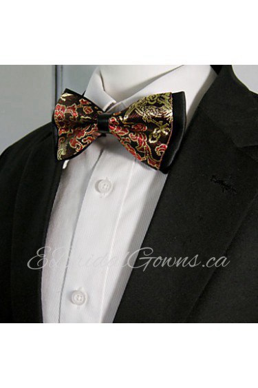 Men's Black Yellow Red Floral Bow Tie Pre-tied Dress Wedding Blend Ajustable SilkBlend Wedding