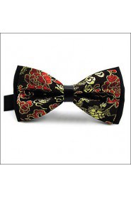 Men's Black Yellow Red Floral Bow Tie Pre-tied Dress Wedding Blend Ajustable SilkBlend Wedding