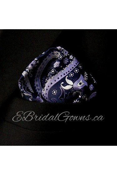 Paisley Purple Blue Silver Pocket Square Mens Hankies Hanky