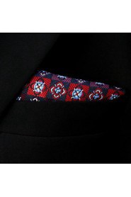 Floral Red Multi-color Pocket Square Mens Hankies Hanky