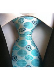 Men Wedding Cocktail Necktie At Work Light Blue Circle Tie