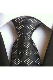 Men Wedding Cocktail Necktie At Work Black White Dot Tie