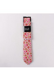 Fashion Men Casual Floral Skinny Necktie Kerchief Set(Width:6.5cm)