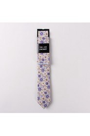 Fashion Men Casual Floral Skinny Necktie Kerchief Set(Width:6.5cm)