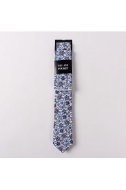 Fashion Men Casual Floral Skinny Necktie Kerchief Set(Width:6.5cm)