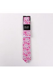 Fashion Men Casual Floral Skinny Necktie Kerchief Set(Width:6.5cm)