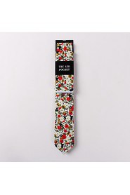 Fashion Men Casual Floral Skinny Necktie Kerchief Set(Width:6.5cm)