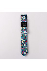 Fashion Men Casual Floral Skinny Necktie Kerchief Set(Width:6.5cm)