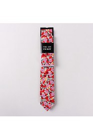 Fashion Men Casual Floral Skinny Necktie Kerchief Set(Width:6.5cm)