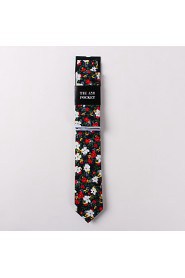 Fashion Men Casual Floral Skinny Necktie Kerchief Set(Width:6.5cm)